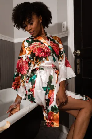 Floral Satin Robe