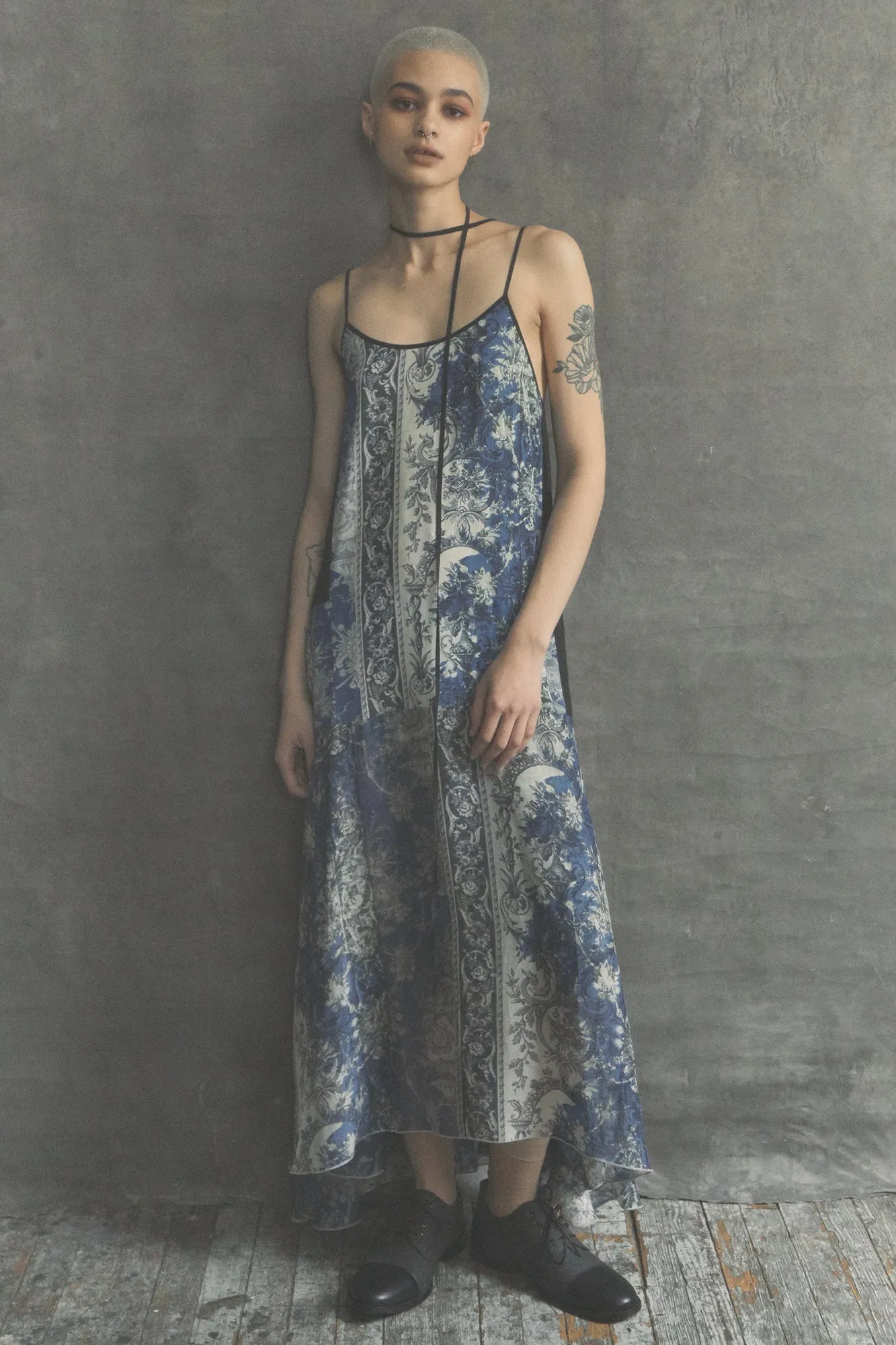 floral stripe scorpion slip dress