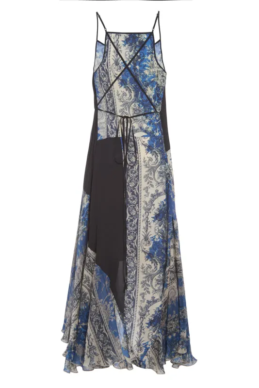floral stripe scorpion slip dress
