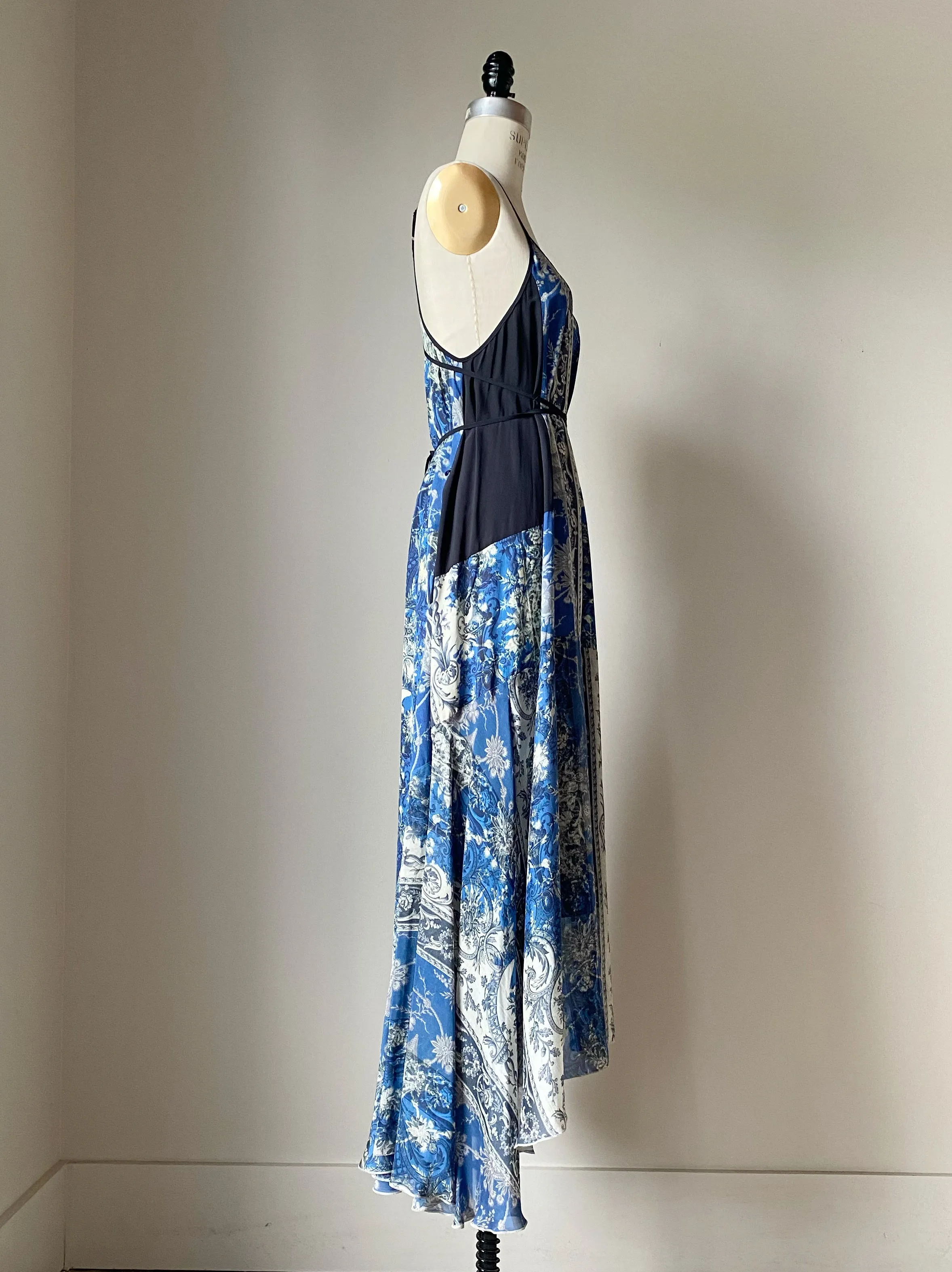 floral stripe scorpion slip dress
