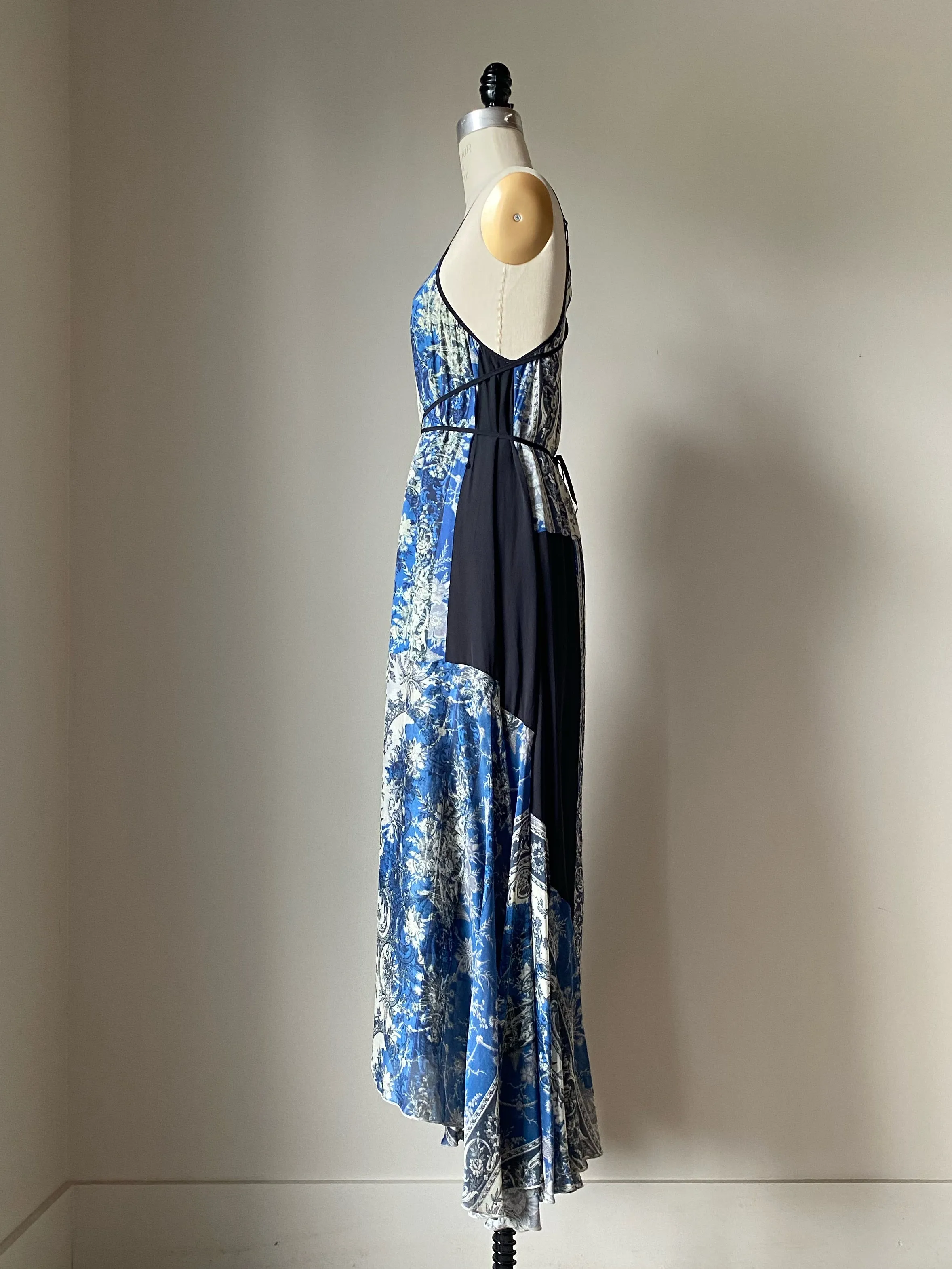 floral stripe scorpion slip dress