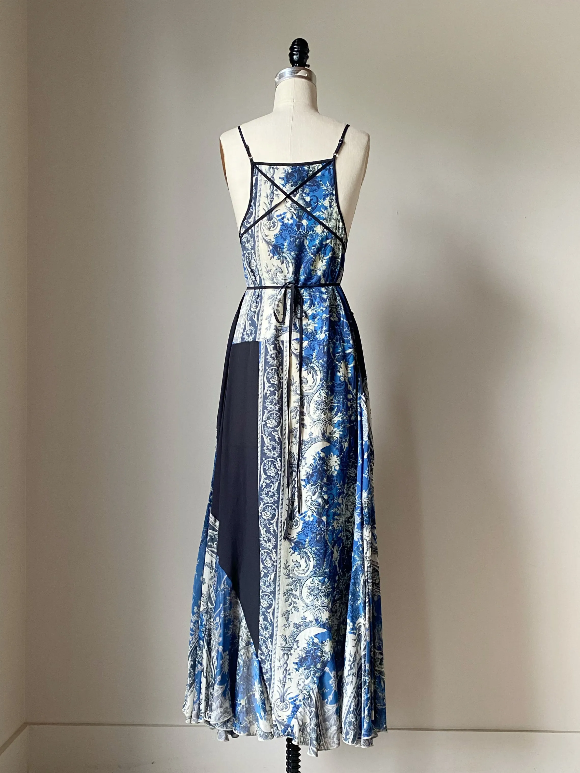 floral stripe scorpion slip dress