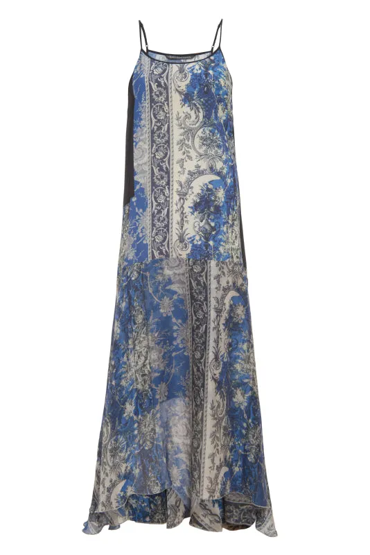 floral stripe scorpion slip dress