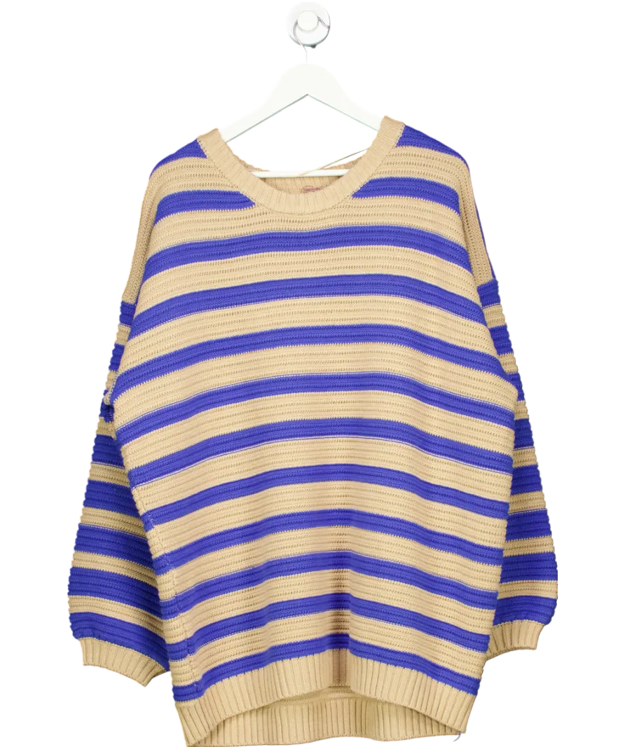 Free People Blue Links Pullover Stripe Jumper UK L