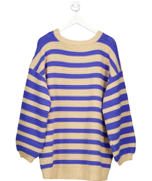 Free People Blue Links Pullover Stripe Jumper UK L