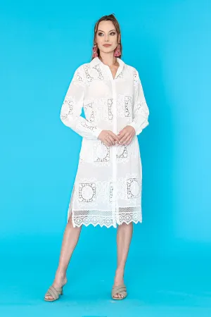 Funsport Embroidered Shirtdress, White