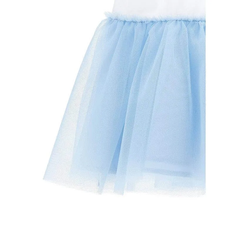 Girls White & Blue Tulle  Cherry Dress