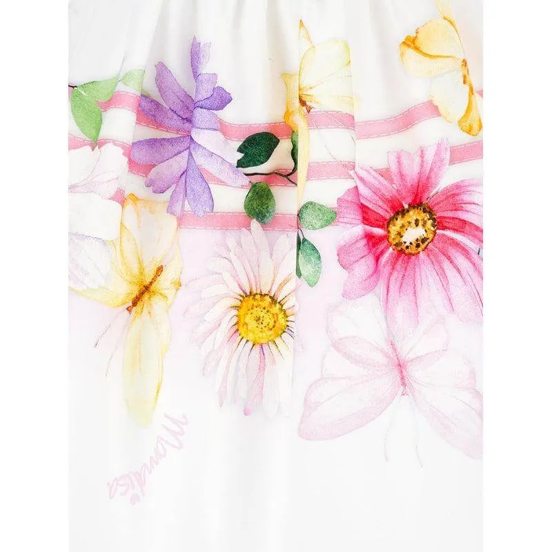 Girls White Flower Cotton Dress