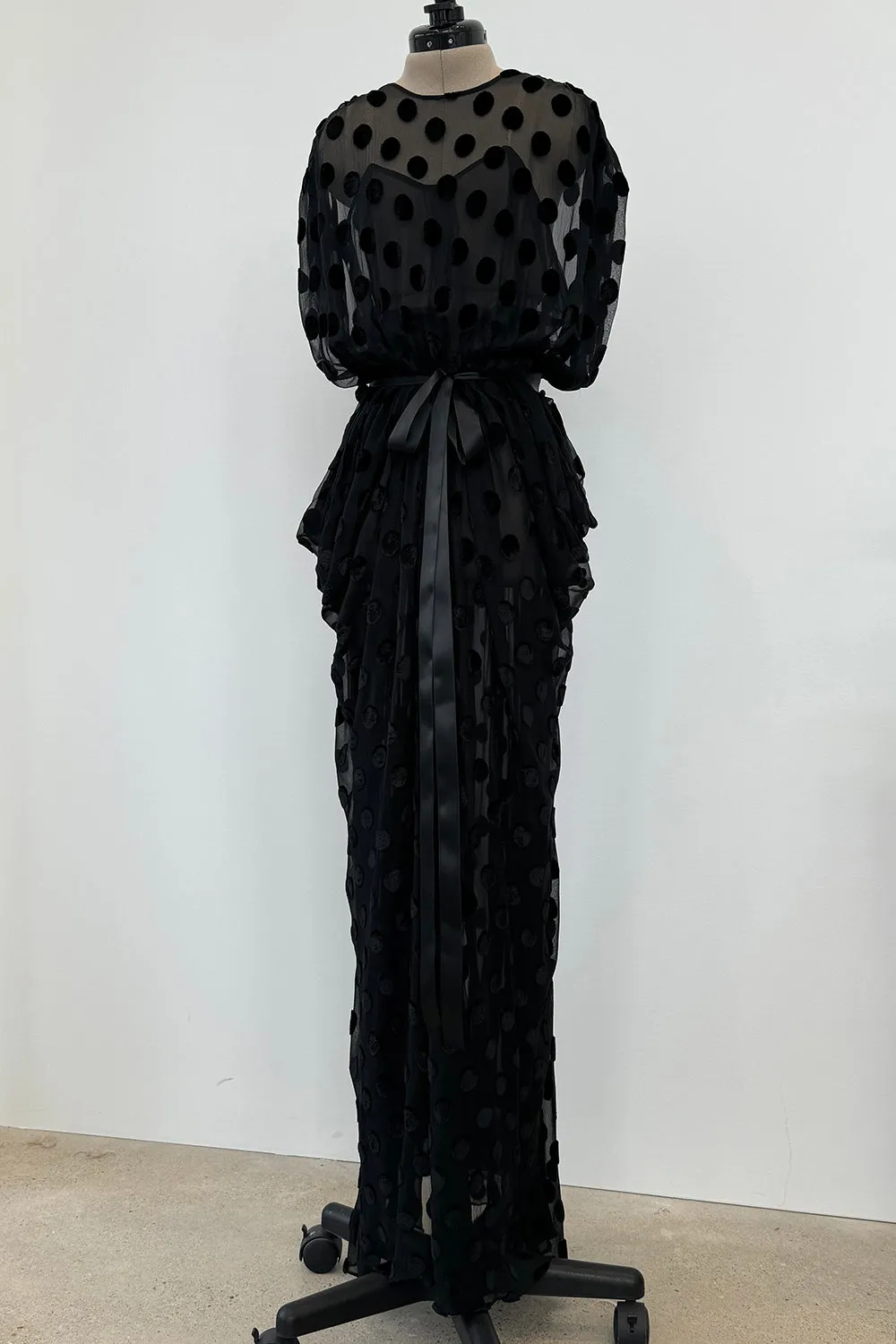 Givenchy Fall 1979 Black Silk & Velvet with Inner Slip