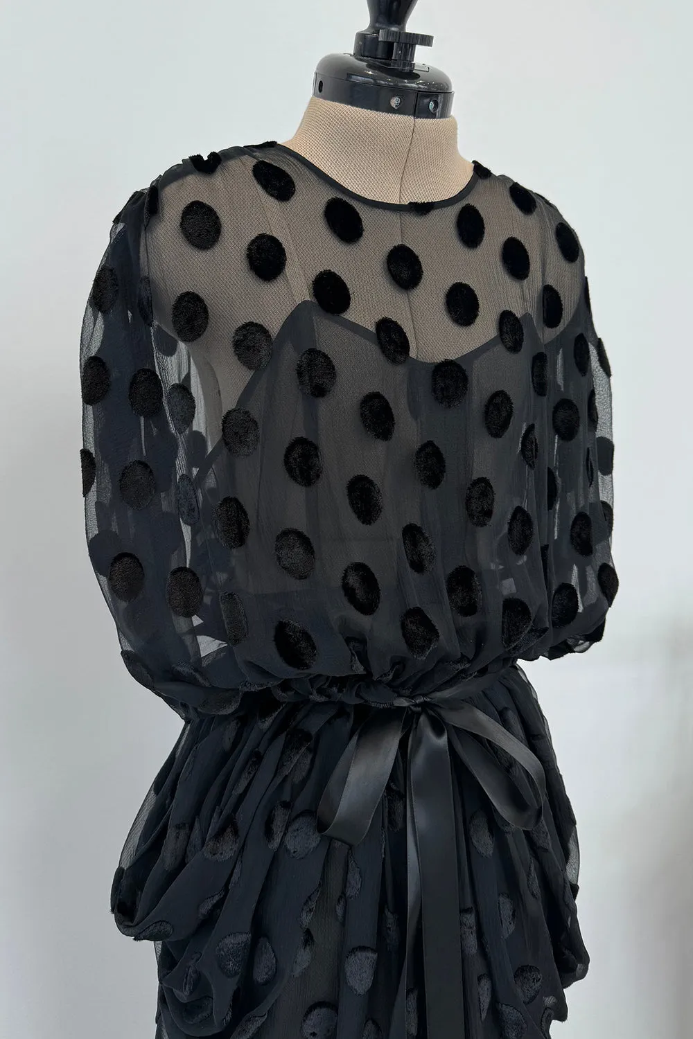 Givenchy Fall 1979 Black Silk & Velvet with Inner Slip
