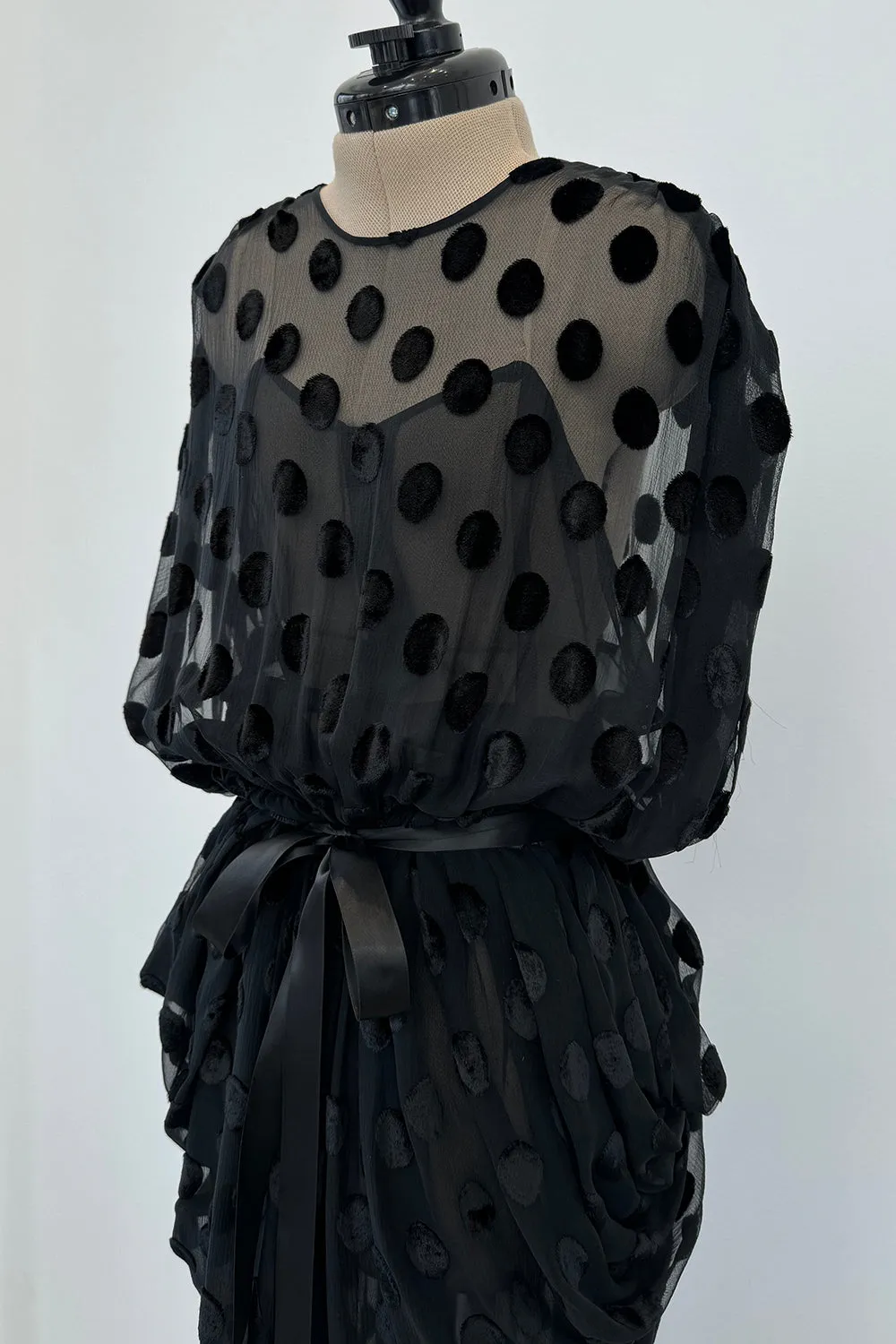 Givenchy Fall 1979 Black Silk & Velvet with Inner Slip