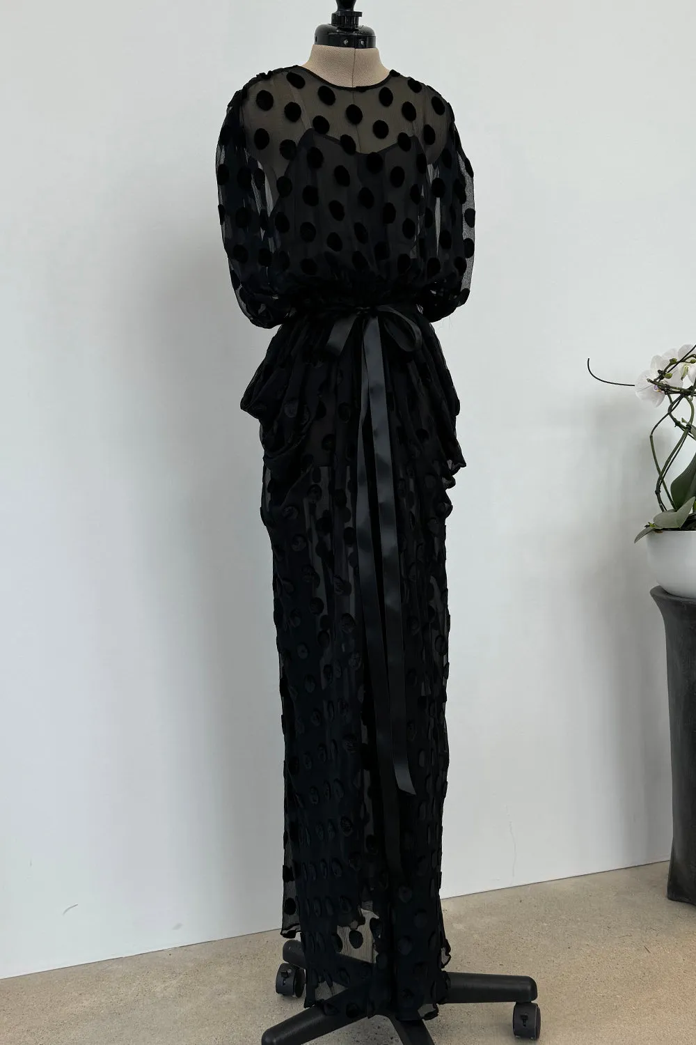 Givenchy Fall 1979 Black Silk & Velvet with Inner Slip