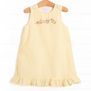 Go Fetch Applique Dress, Yellow
