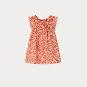 Goldina fuffled neck cotton dress in Liberty fabric