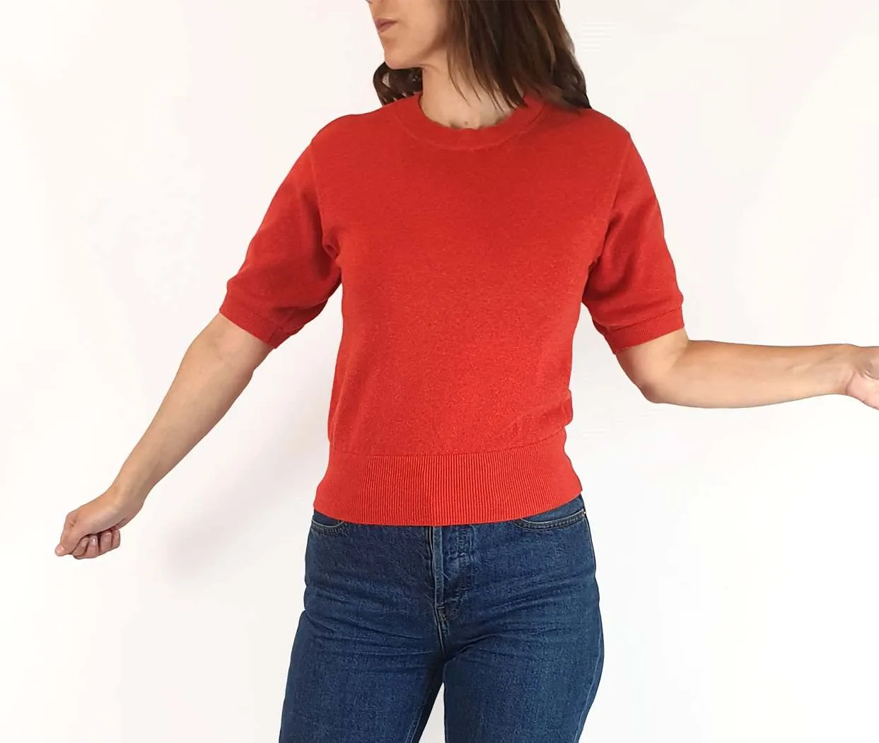Gorman orange metallic knit top size 6 (fits 6-8)