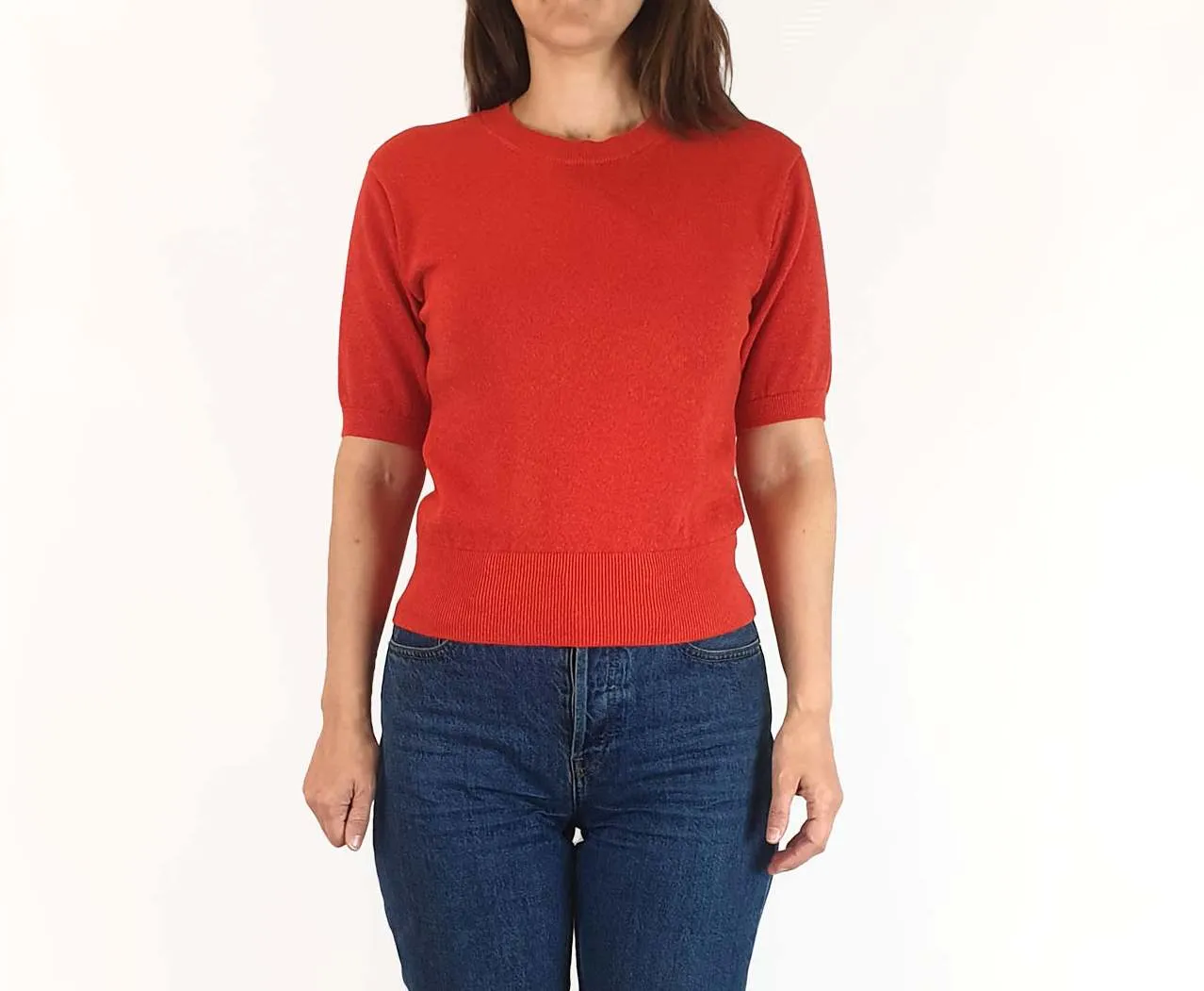 Gorman orange metallic knit top size 6 (fits 6-8)