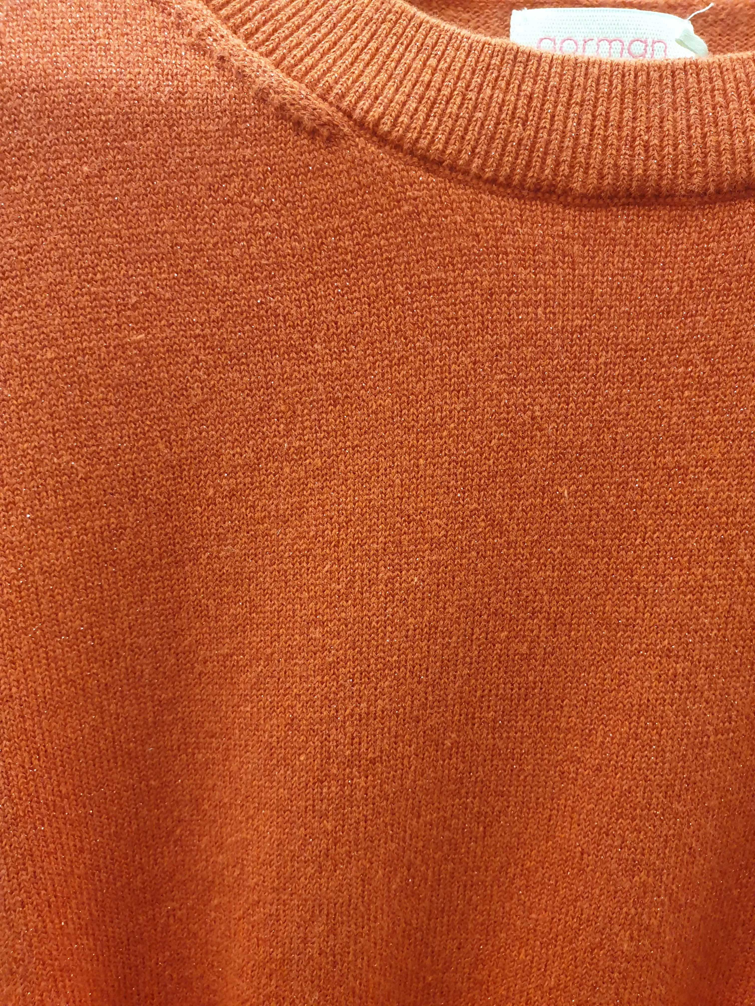 Gorman orange metallic knit top size 6 (fits 6-8)