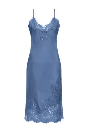 Grace Lace Silk Dress Mediterranean Blue