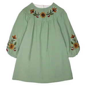 Green Floral Embroidered Dress