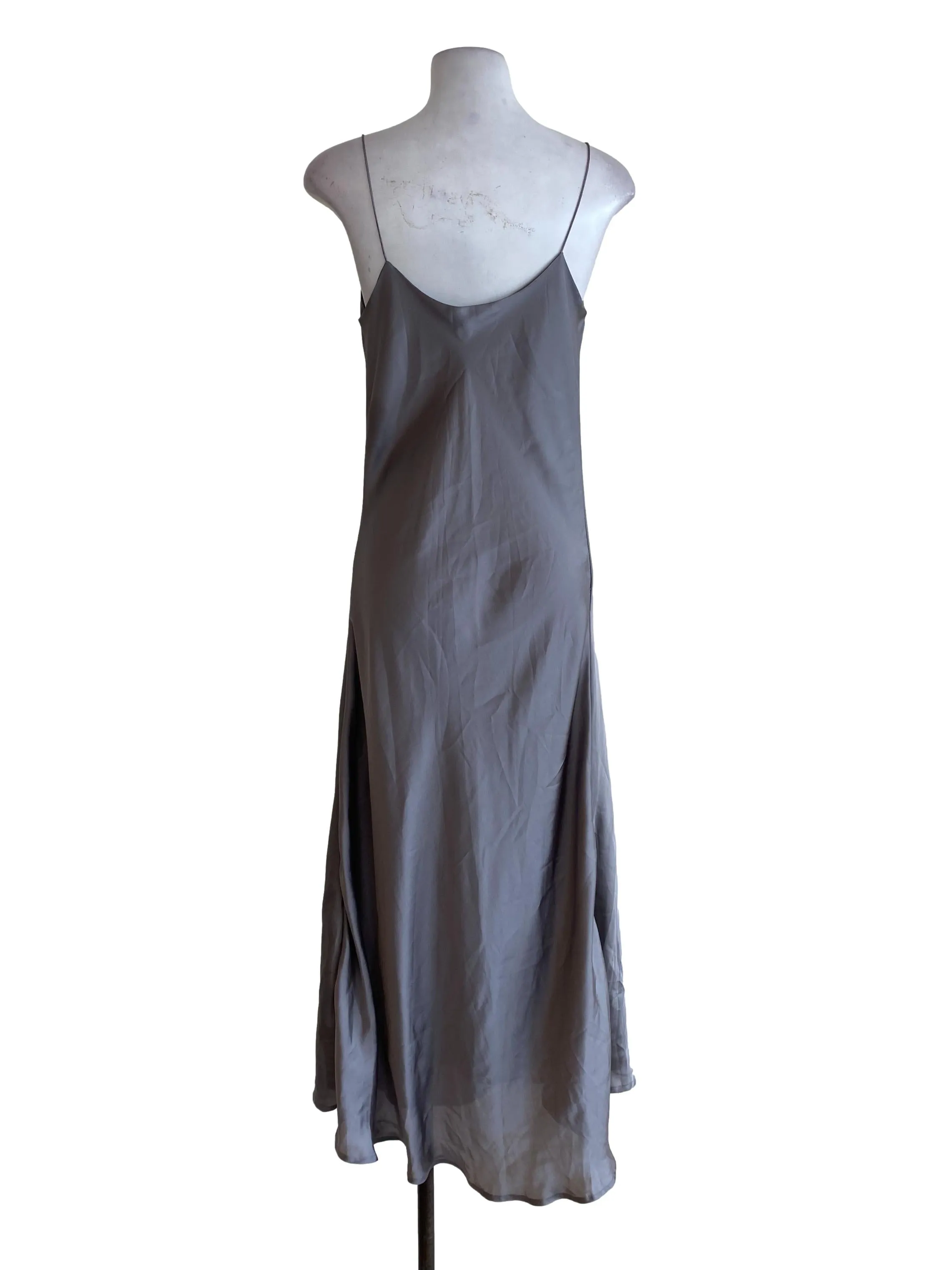 Grey Satin Slip Dress