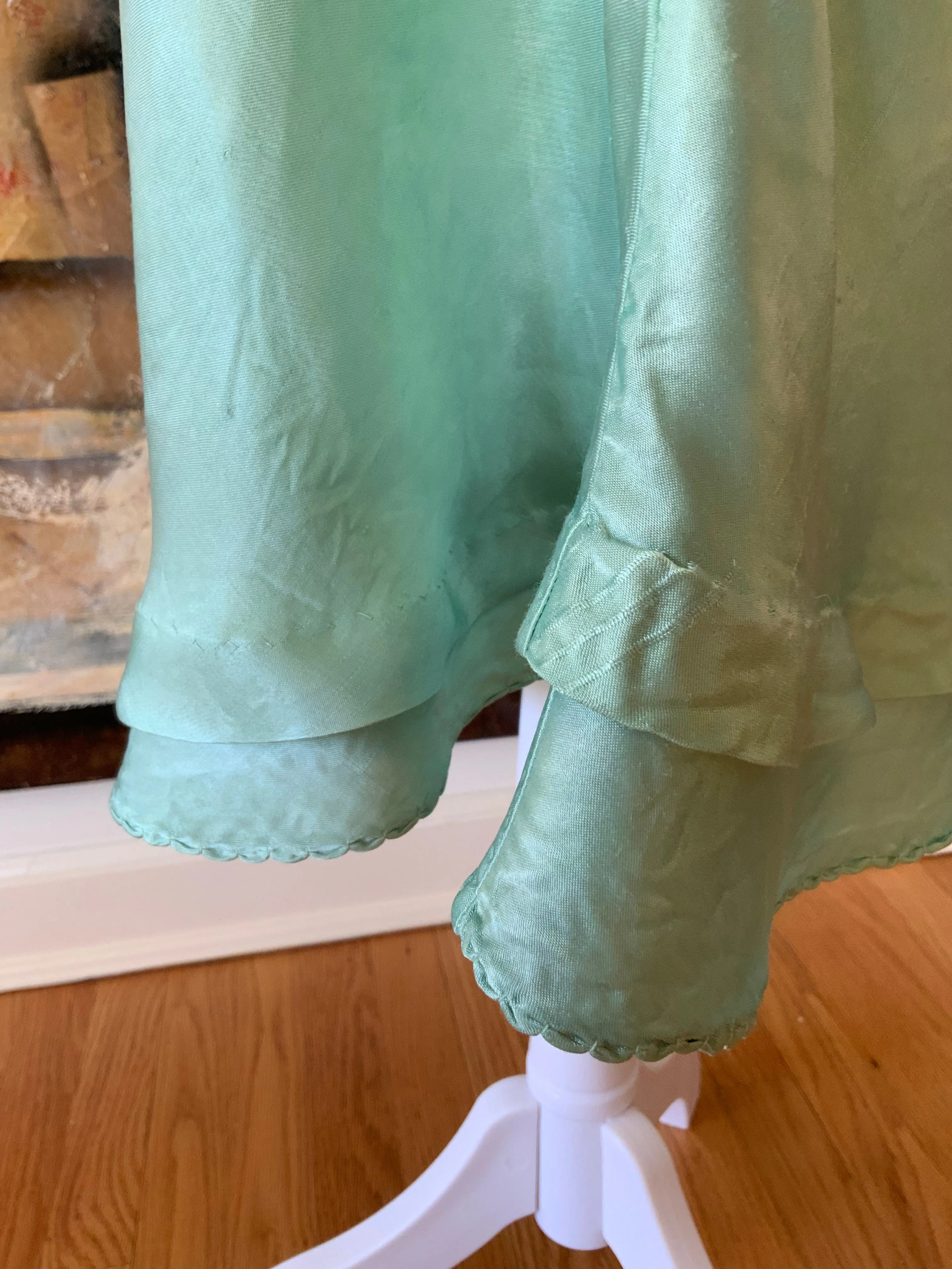 Hand Dyed Green Satin Slip Dress - 50s - 50E
