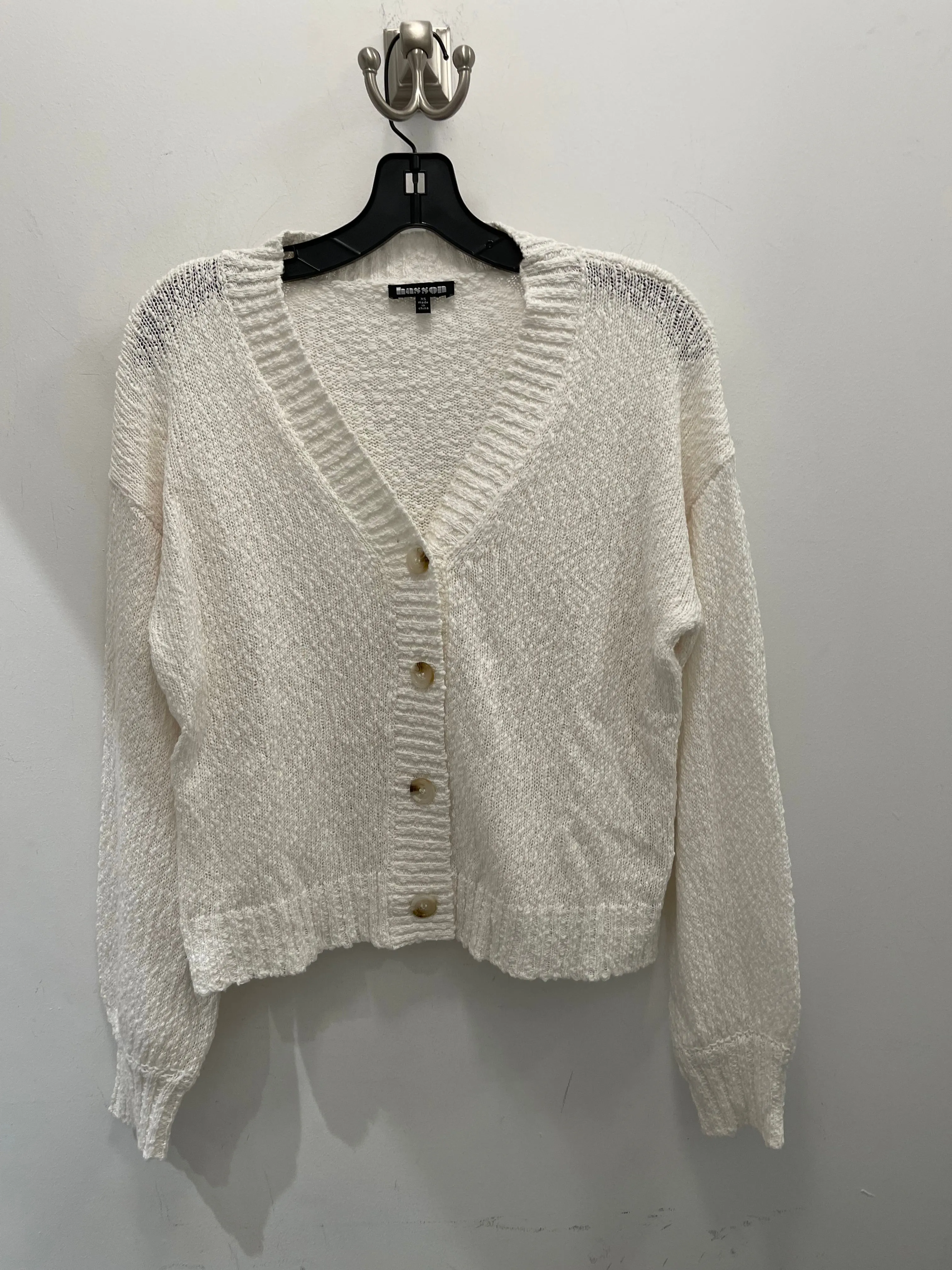 HASSON-V Neck Cardigan White