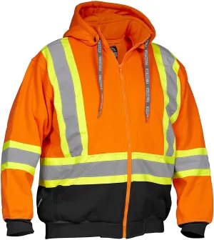 Hi Vis Safety Hoodie with Detachable Hood and Water Repellent Finish
