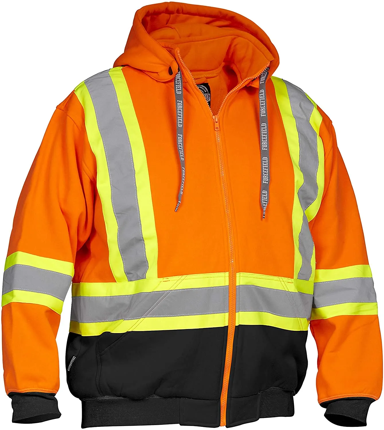 Hi Vis Safety Hoodie with Detachable Hood and Water Repellent Finish
