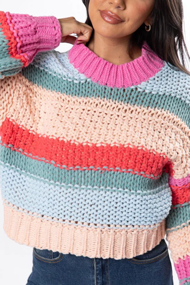 In Line Peach Multi Chunky Striped Sweater SALE