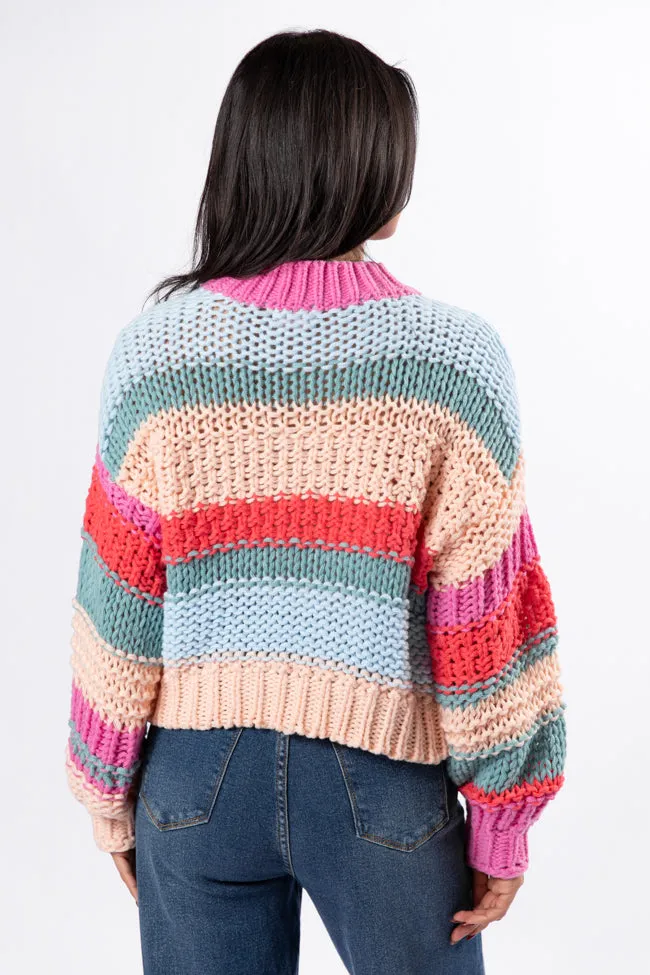 In Line Peach Multi Chunky Striped Sweater SALE