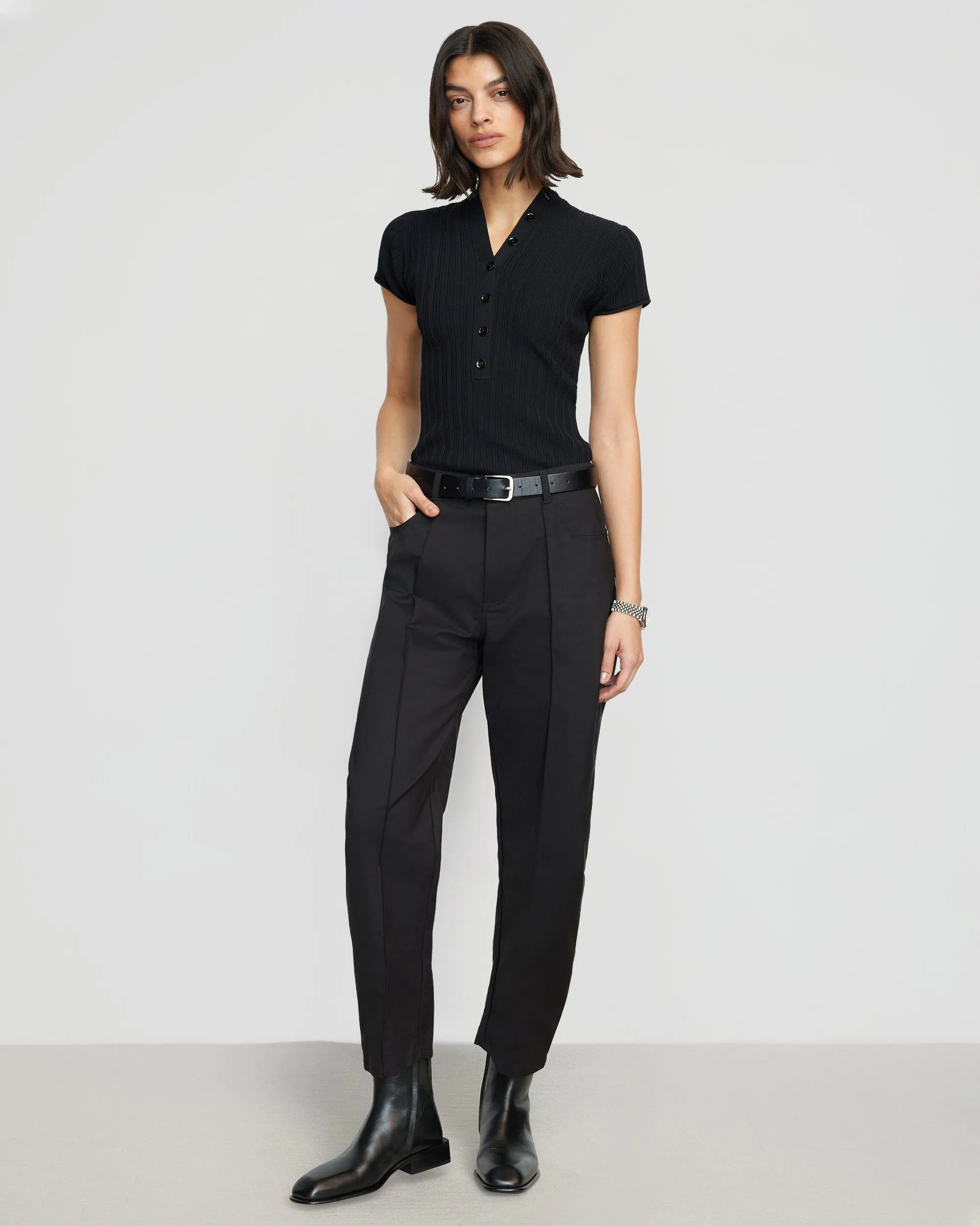 Jeni Button V-Neck Sweater Top