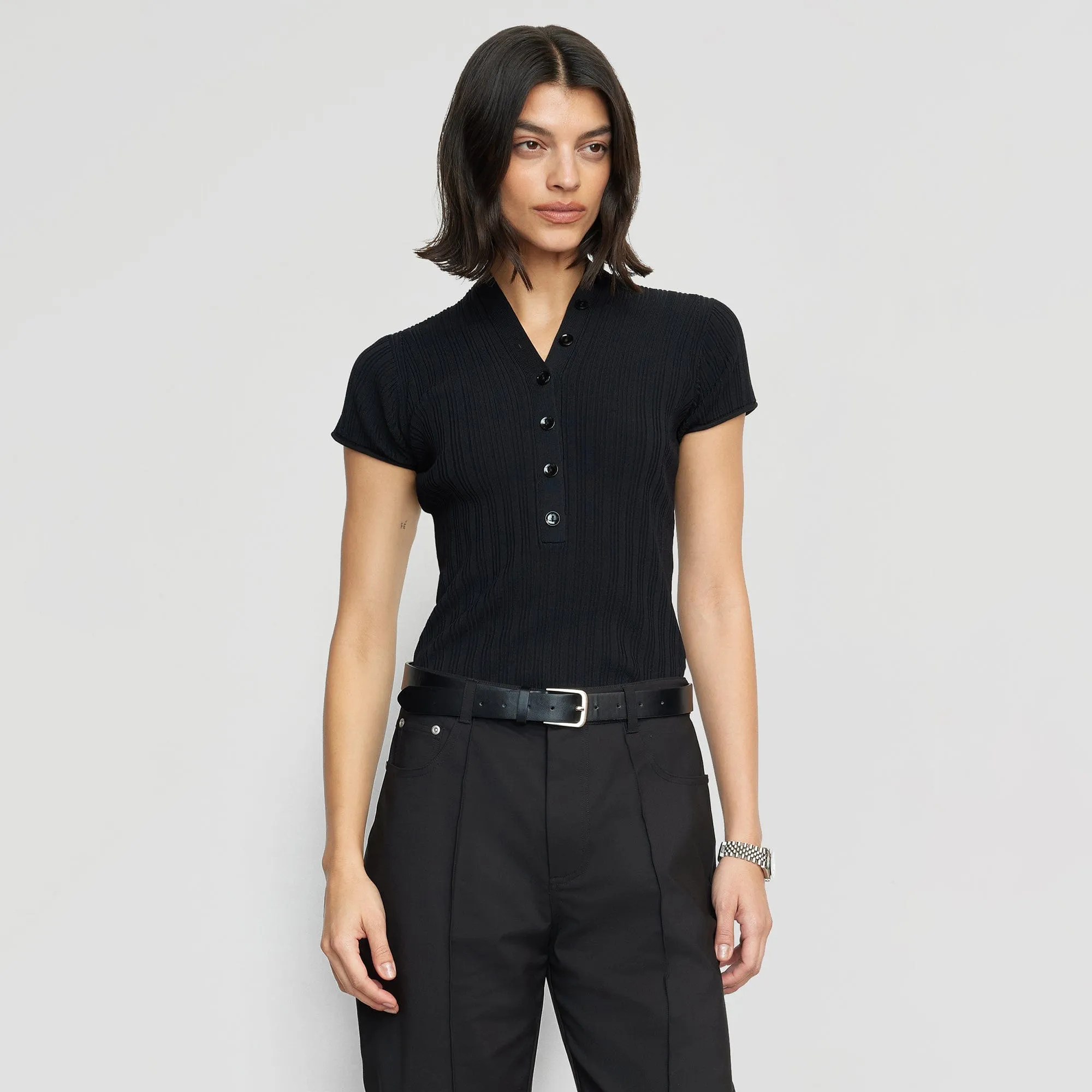 Jeni Button V-Neck Sweater Top