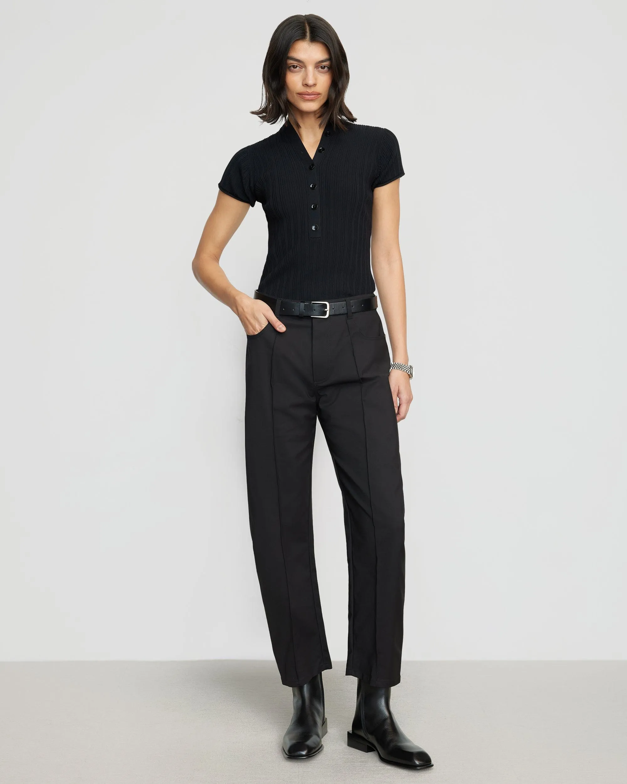 Jeni Button V-Neck Sweater Top
