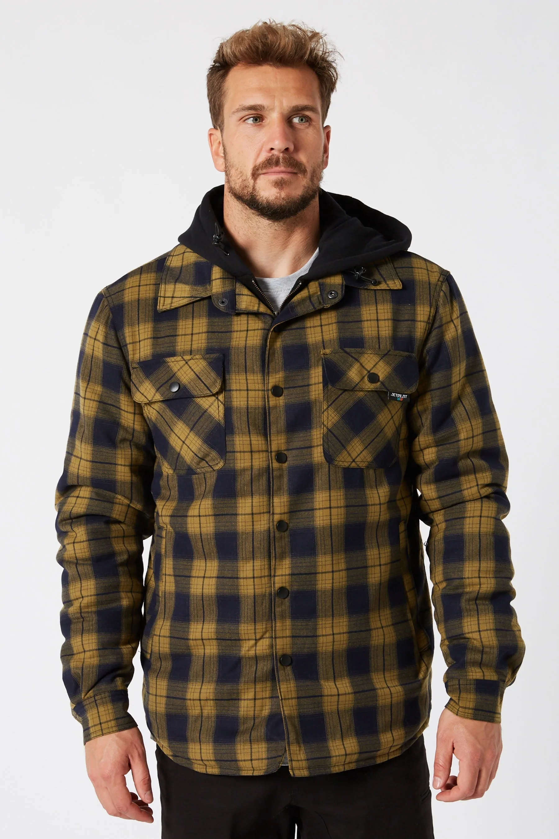 Jetpilot Quilted Mens Flannel Jacket - Mustard