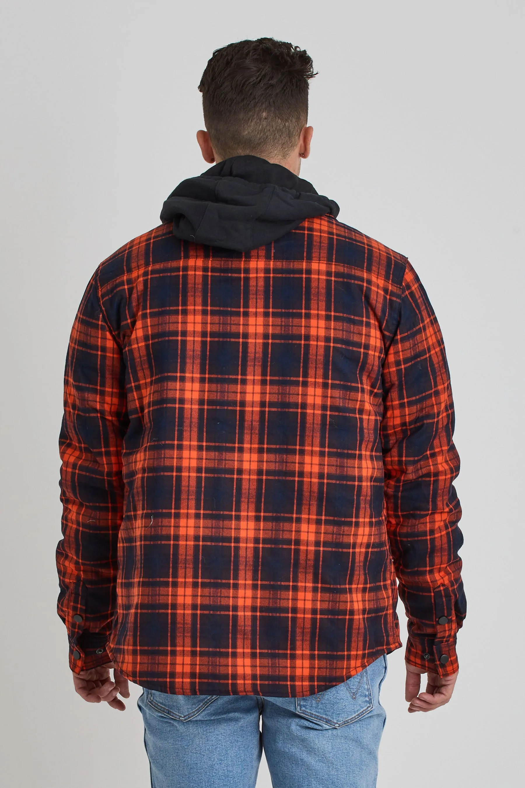 Jetpilot Quilted Mens Flannel Jacket - Orange