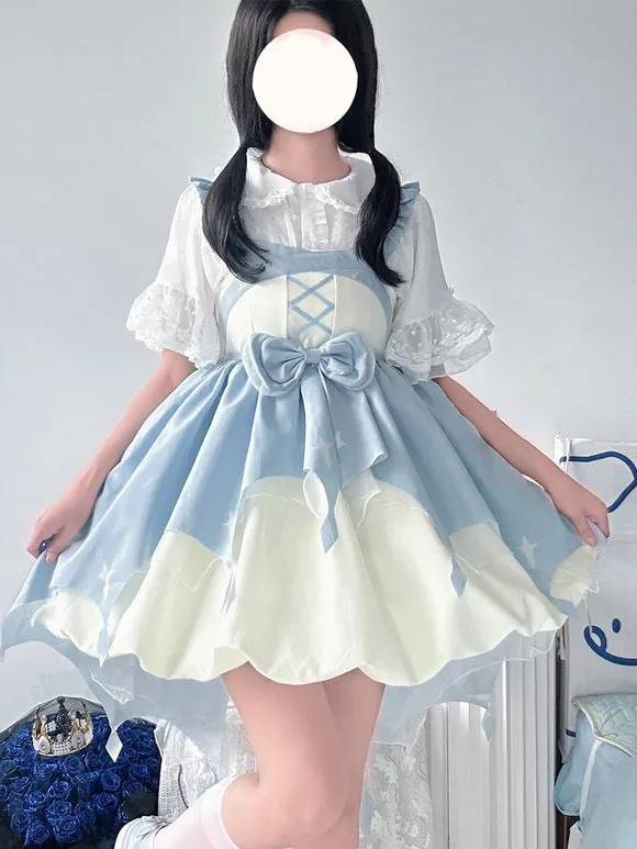 JSK Sweet Lolita Dress Polyester Sleeveless Bows Jumper Lolita Dress