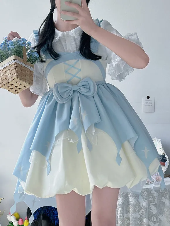 JSK Sweet Lolita Dress Polyester Sleeveless Bows Jumper Lolita Dress