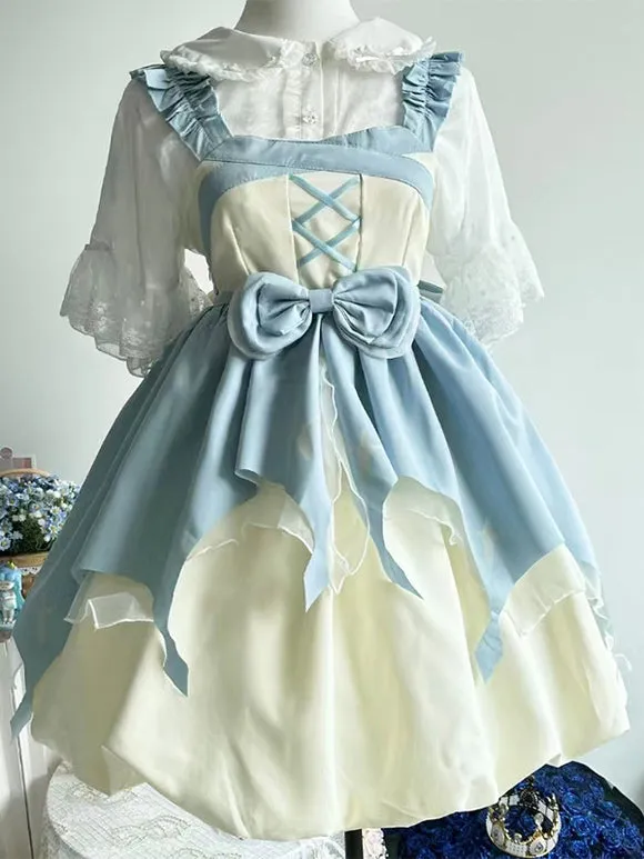 JSK Sweet Lolita Dress Polyester Sleeveless Bows Jumper Lolita Dress