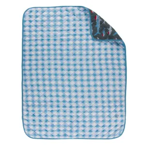 KicKee Pants Blue Moon 2020 Holiday Plaid / Pewter Santa Sharks Quilted Toddler Blanket
