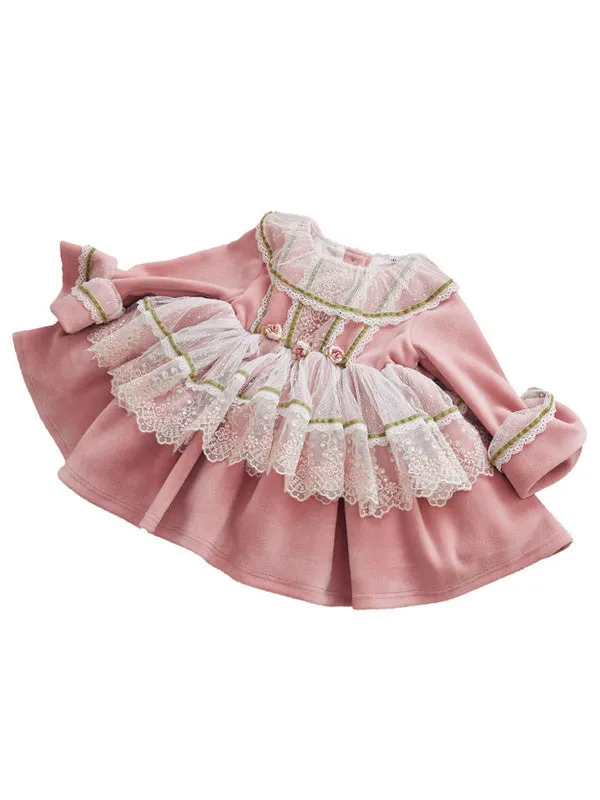 Kids Lolita Dress Lace Long Sleeve Princess Dress