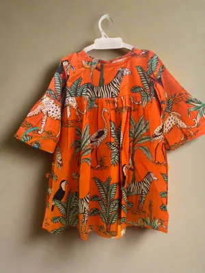 Klingaru Frock - Orange Jungle Dress