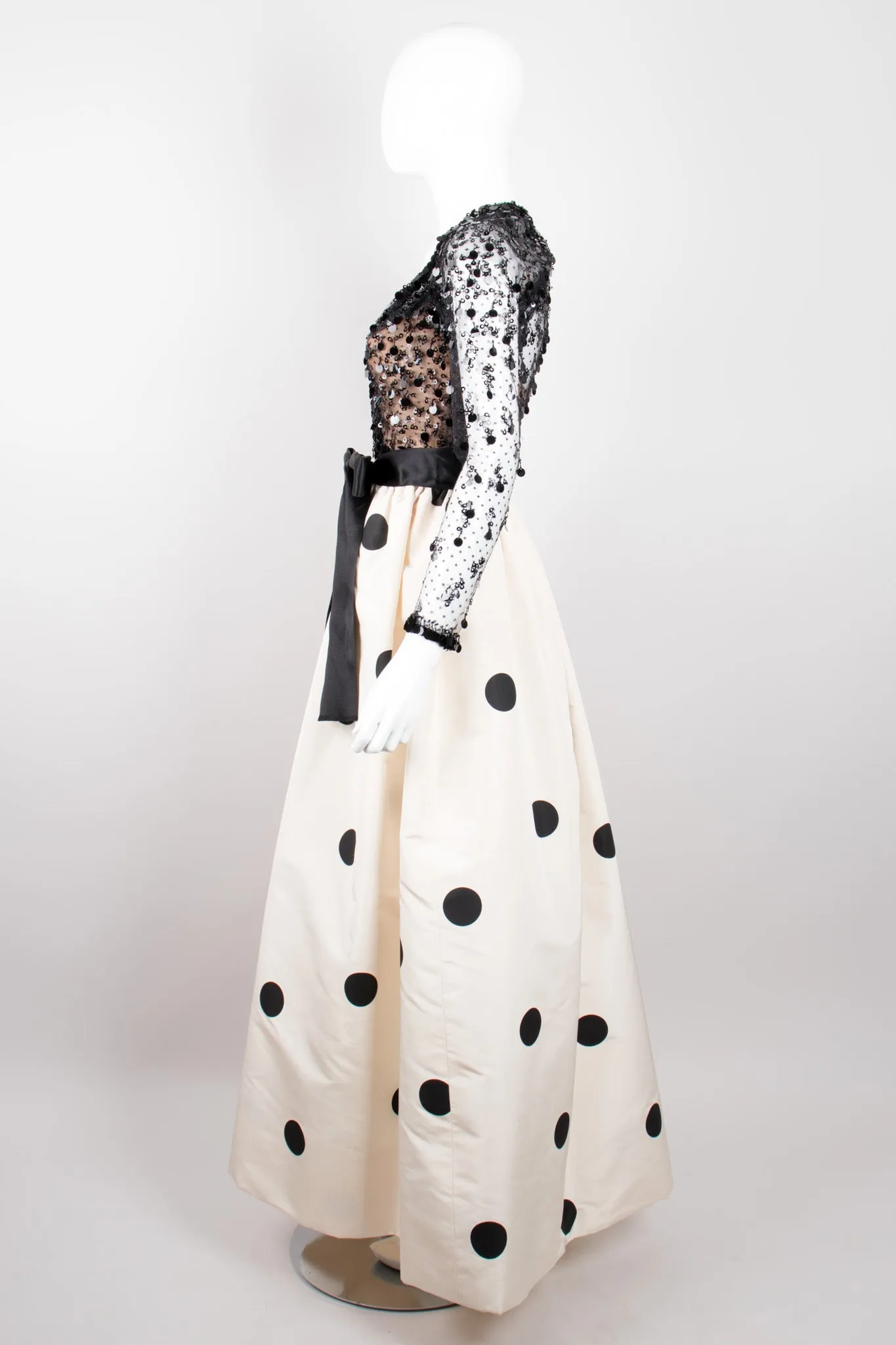 Lace Taffeta Dot Gown