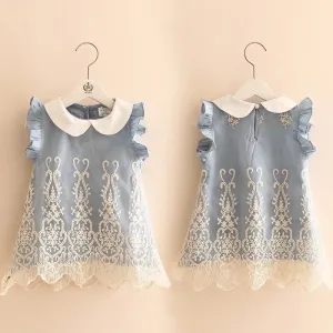 Linen Cotton Embro. Toddler dress