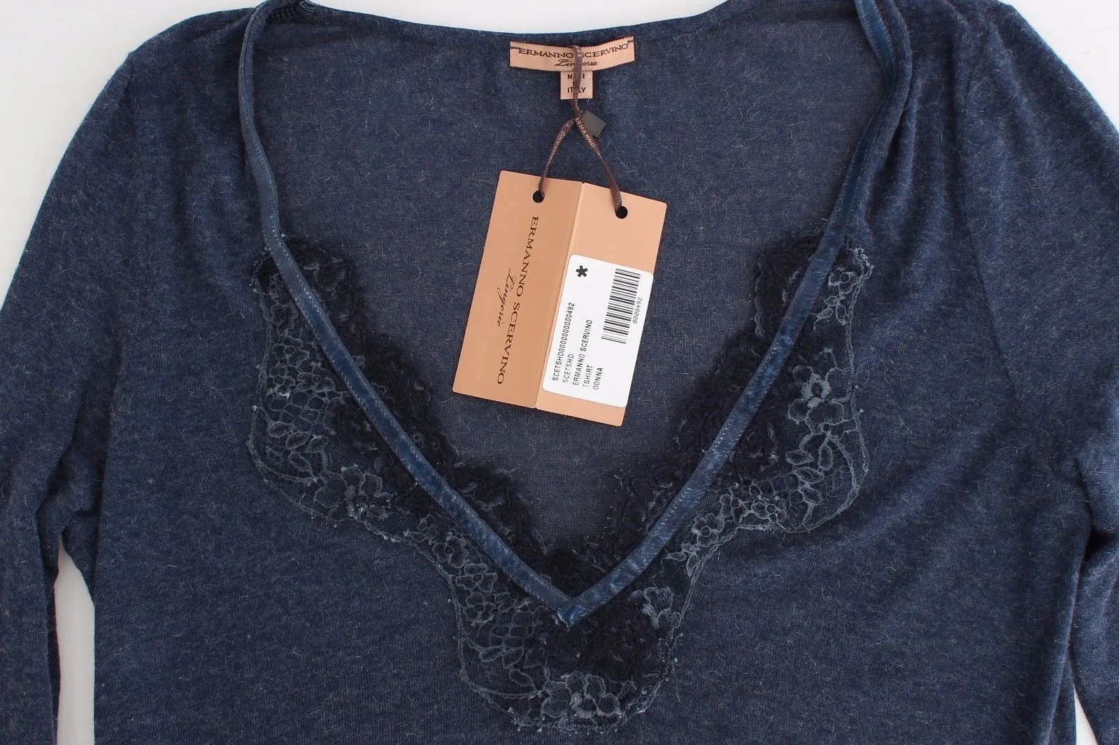 Lingerie Blue Lightweight Knit Sweater Lace