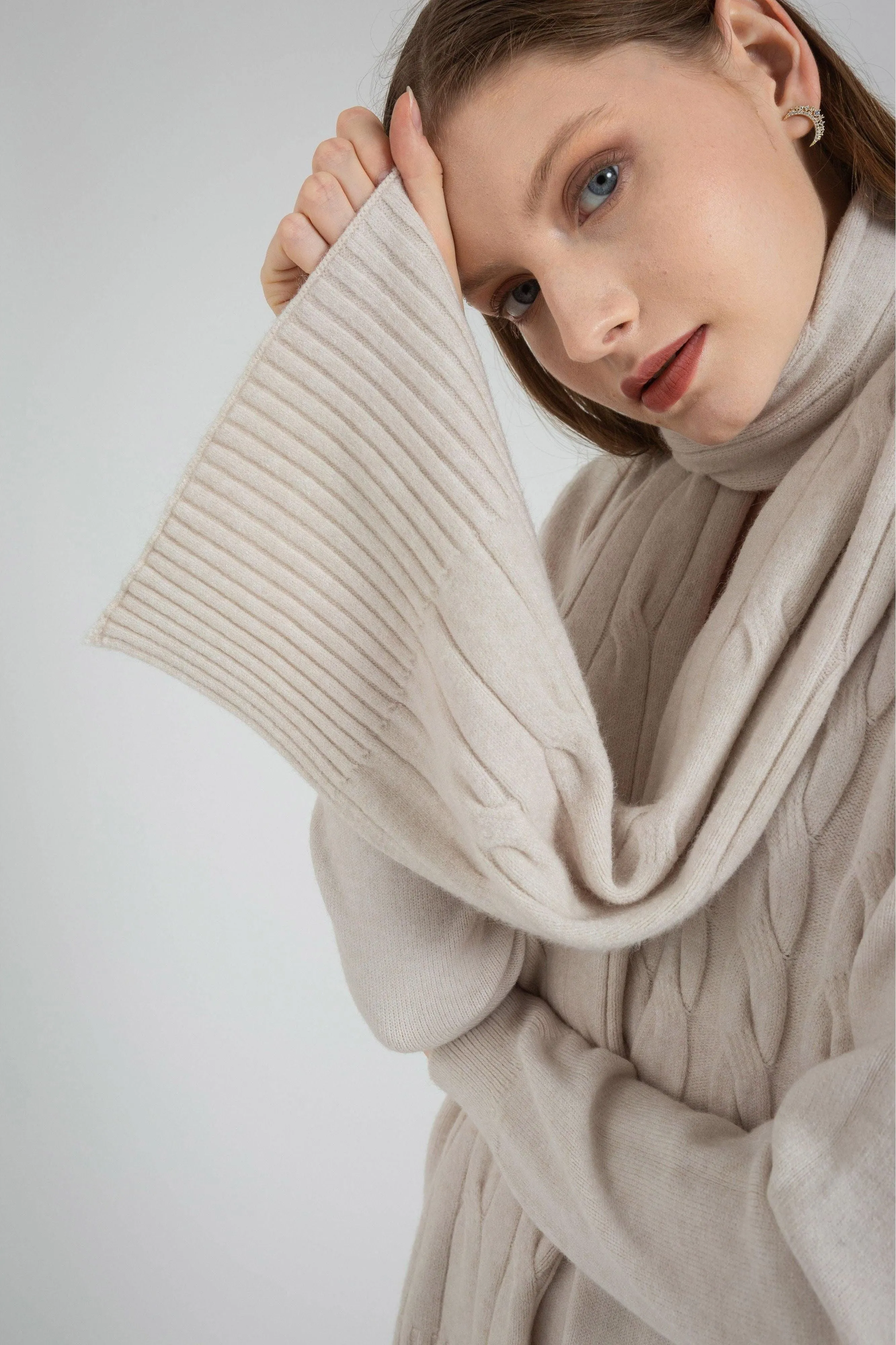 Long Sleeve Sweater Dress and Scarf