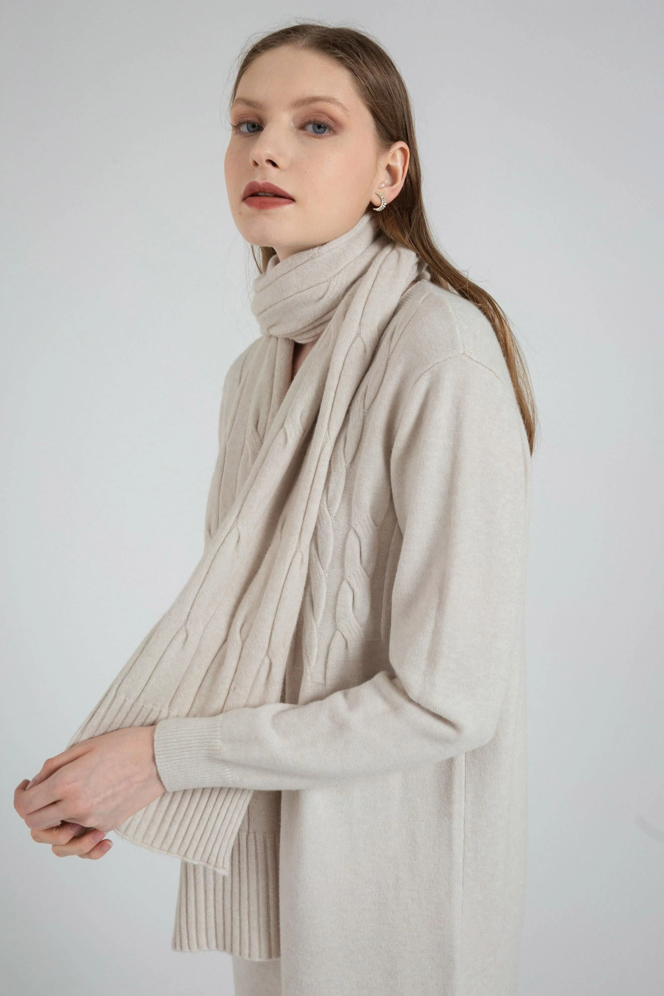 Long Sleeve Sweater Dress and Scarf