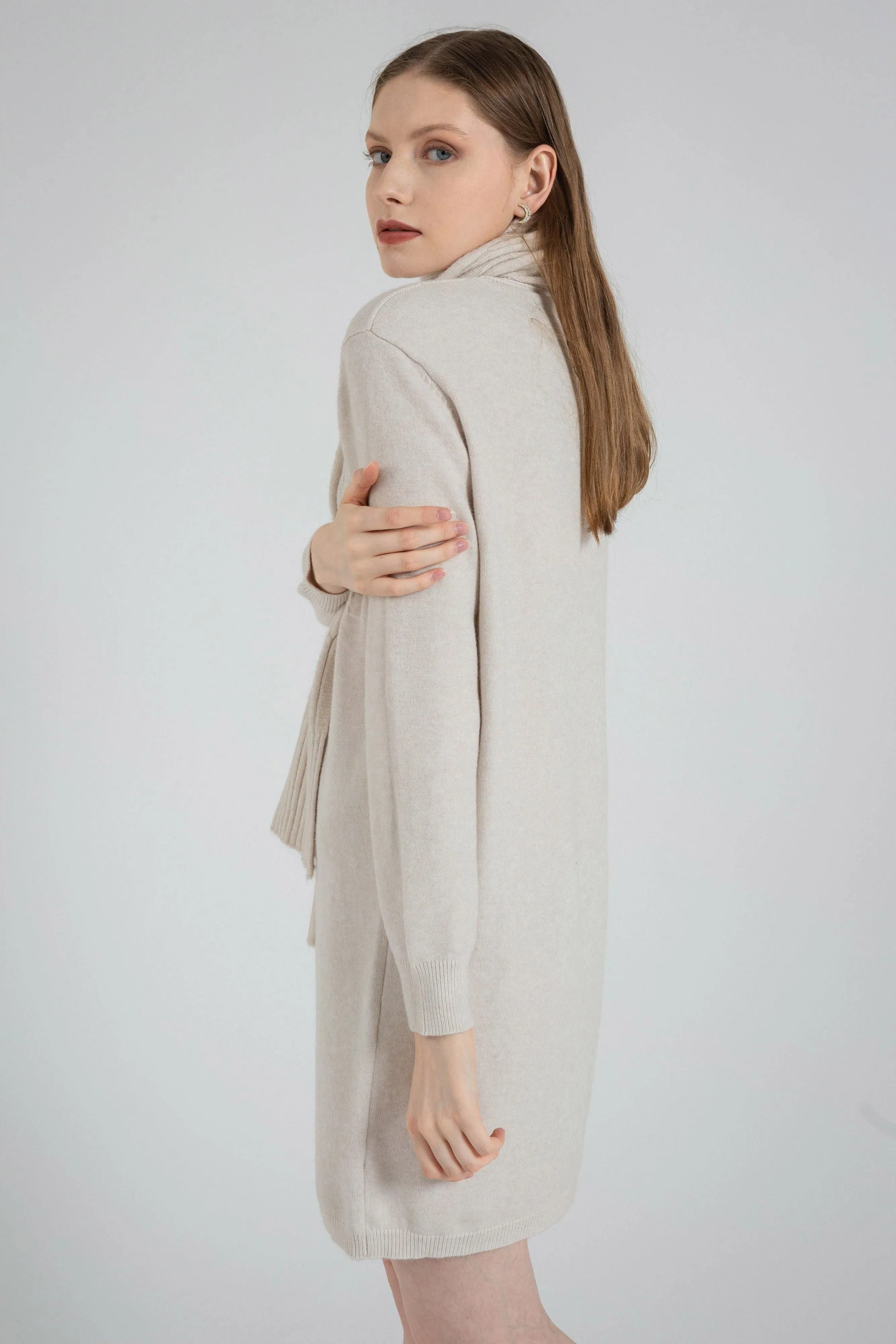 Long Sleeve Sweater Dress and Scarf