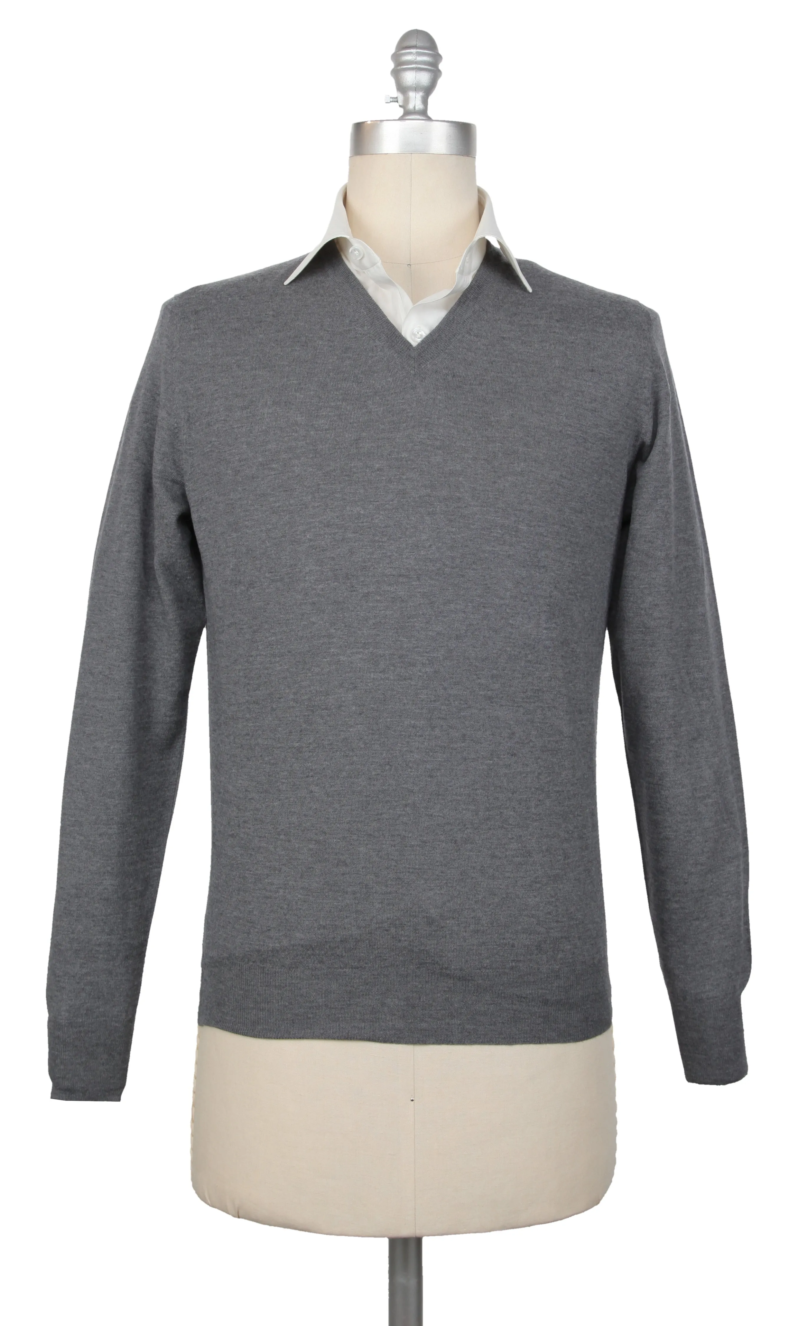 Luigi Borrelli Gray V-Neck Sweater