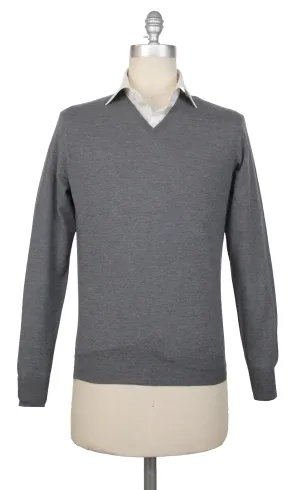 Luigi Borrelli Gray V-Neck Sweater