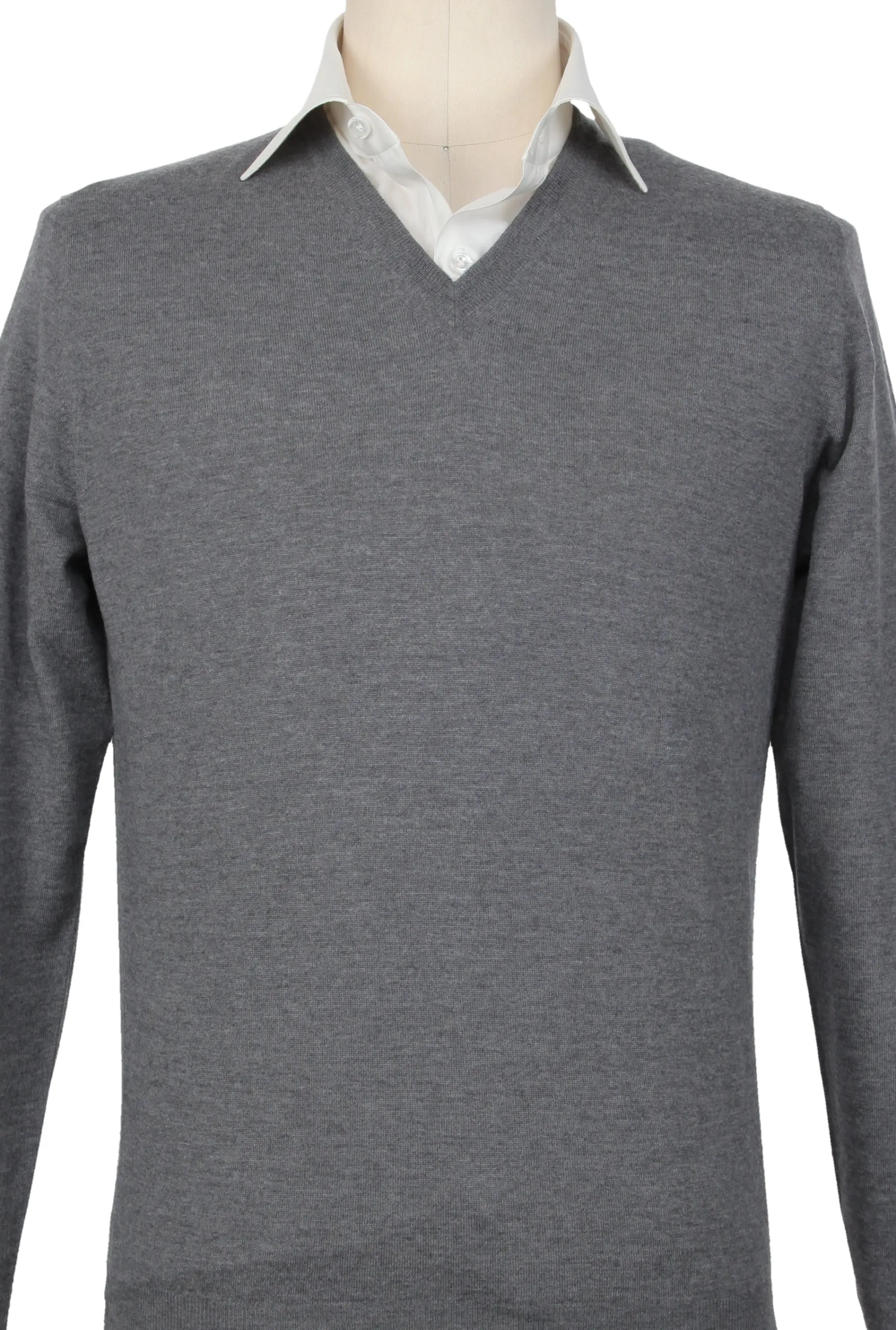 Luigi Borrelli Gray V-Neck Sweater